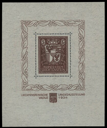 Vaduz-Block 1934 in postfrischer Kabinetterhaltung. Mi. 2.800,-€